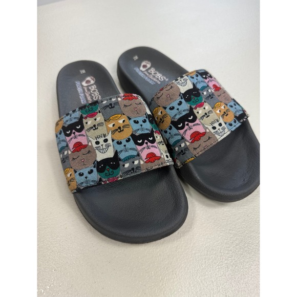 BOBS from Skechers Cat Faces Slides Sandals Women's Size 7 Plush Foam - Picture 1 of 7